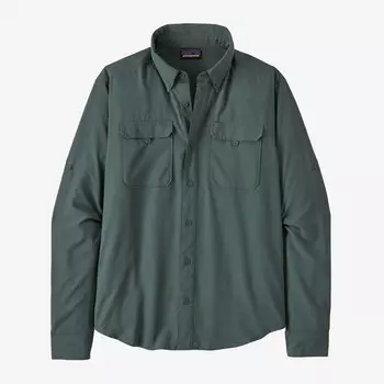 Мужская рубашка для походов с длинными рукавами и защитой UPF Patagonia, нуво зеленый