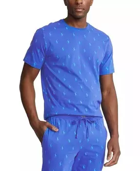 Мужская рубашка для сна с принтом для игроков в поло Polo Ralph Lauren, синий