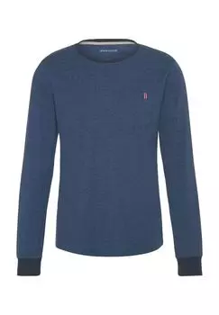 Мужская рубашка для сна с v-образным вырезом и нагрудным карманом Manguun, цвет Solid Navy Melange