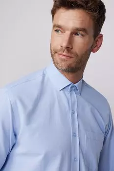 Мужская рубашка Добби классического кроя с длинным рукавом и держателем галстука TUDORS, синий