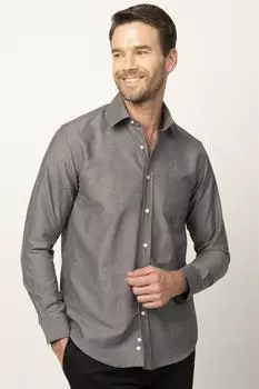 Мужская рубашка Добби классического кроя с длинным рукавом Tudors, серый
