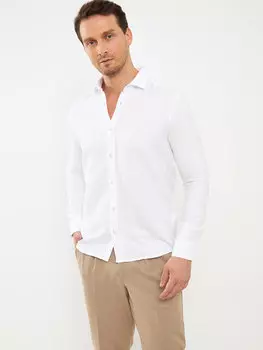 Мужская рубашка Добби Slim Fit с длинным рукавом LCW Vision, буксе белый