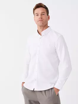 Мужская рубашка Добби Slim Fit с длинным рукавом LCW Vision, буксе белый