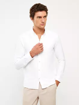 Мужская рубашка Добби Slim Fit с длинным рукавом LCW Vision, буксе белый