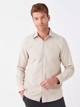 Мужская рубашка Добби Slim Fit с длинным рукавом LCWAIKIKI Formal, бежевый