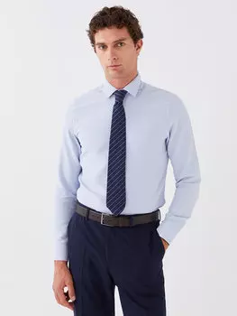 Мужская рубашка Добби Slim Fit с длинным рукавом LCWAIKIKI Formal, синий