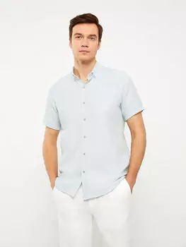 Мужская рубашка Добби Slim Fit с короткими рукавами LCW Vision, зеленый