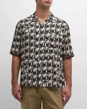 Мужская рубашка Dripping Palms Camp Palm Angels, цвет Black Off