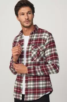 Мужская рубашка дровосека в клетку с узким клапаном и одним карманом Slim Fit TUDORS, смешанный