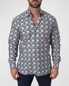 Мужская рубашка Fibonacci на пуговицах, с ушками Мульти Maceoo