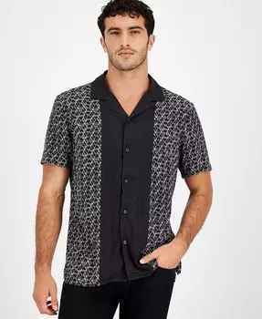 Мужская рубашка Greg Geo с коротким рукавом и пуговицами спереди I.N.C. International Concepts, черный