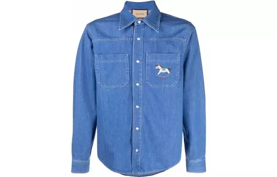 Мужская рубашка GUCCI, цвет Blue