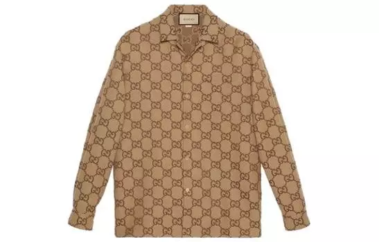 Рубашка мужская Gucci с узором, коричневый
