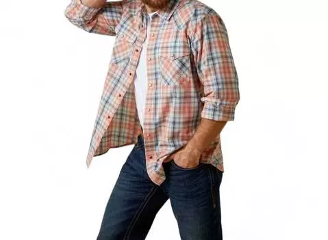 Мужская рубашка Handioch Retro с длинным рукавом цвета выцветший кирпич ARIAT, цвет faded brick