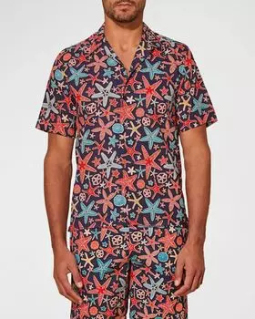 Мужская рубашка Holistarfish Camp Vilebrequin, цвет Bleu Marine