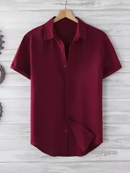 Мужская рубашка Homme, пуговицы спереди, закругленный низ Manfinity, белый/бордовый