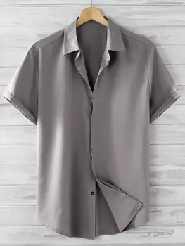 Мужская рубашка Homme, пуговицы спереди, закругленный низ Manfinity, серый