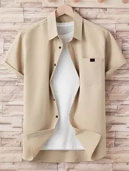 Мужская рубашка Homme с нашивкой в виде буквы и передним карманом нет футболки Manfinity, абрикосовый