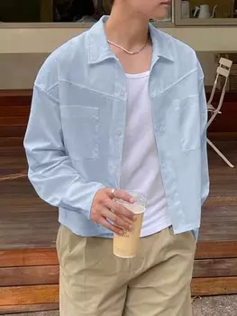 Мужская рубашка Hypemode, модная, универсальная, простая, с длинным рукавом Manfinity, синий