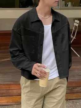 Мужская рубашка Hypemode, однотонная, с двойным карманом, длинным рукавом Manfinity, черный