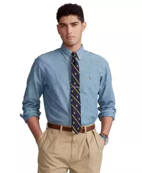 Мужская рубашка индиго из шамбре больших размеров Polo Ralph Lauren, синий