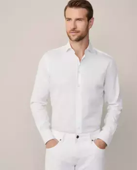 Мужская рубашка индивидуального кроя из саржи Hackett, белый