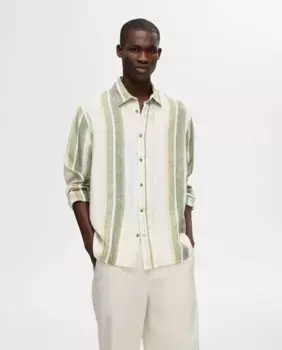 Мужская рубашка из 100% льна с длинным рукавом Selected, светло-зеленый