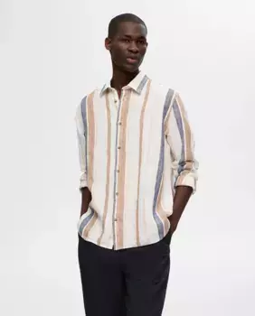 Мужская рубашка из 100% льна с длинным рукавом Selected, цвет Crudo