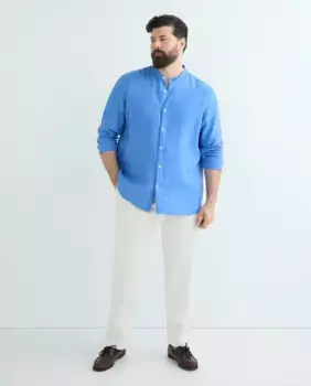 Мужская рубашка из 100% льна, спортивные большие размеры Emidio Tucci, светло-голубой