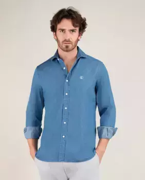 Мужская рубашка из денима с двойным крашением El Ganso, синий