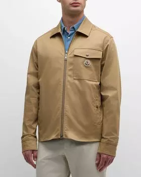 Мужская рубашка из габардина на молнии Moncler, цвет Cognac