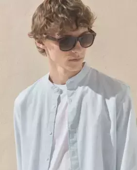 Мужская рубашка из хлопка и льна Dustin, голубой