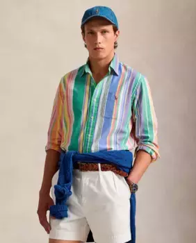 Мужская рубашка из хлопка, прямого кроя Polo Ralph Lauren, мультиколор