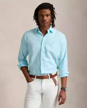 Мужская рубашка из хлопка, прямого кроя Polo Ralph Lauren, голубой