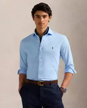 Мужская рубашка из хлопка, прямого кроя Polo Ralph Lauren, синий