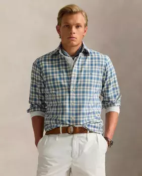 Мужская рубашка из хлопка, прямого кроя Polo Ralph Lauren, мультиколор