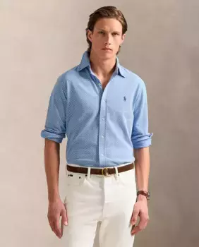 Мужская рубашка из хлопка, прямого кроя Polo Ralph Lauren, синий