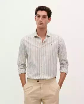 Мужская рубашка из хлопка в полоску, прямого кроя Scalpers, оранжевый