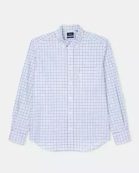 Мужская рубашка из хлопкового поплина классического кроя в клетку FACONNABLE, синий