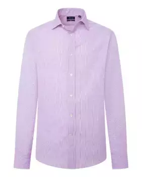 Мужская рубашка из хлопкового поплина классического кроя в мини-клетку FACONNABLE, фиолетовый