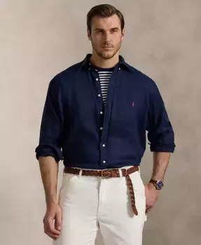 Мужская рубашка из льна Big & Tall Polo Ralph Lauren, синий