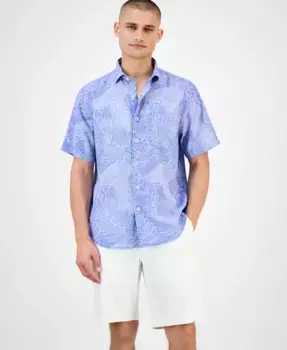 Мужская рубашка из льняной смеси с принтом в виде листьев песка пустыни Tommy Bahama, коричневый