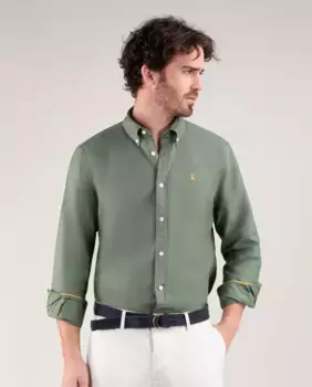 Мужская рубашка из окрашенного в готовом виде хлопка El Ganso, хаки