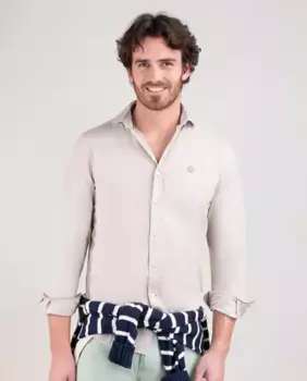 Мужская рубашка из окрашенного в готовом виде поплина El Ganso, бежевый