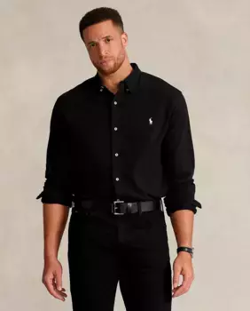 Мужская рубашка из пике Classic подходит для больших размеров Polo Ralph Lauren, черный