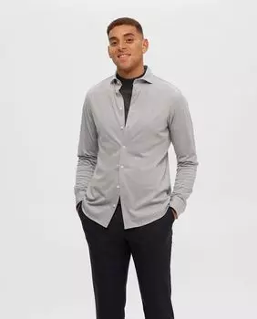 Мужская рубашка из пике Selected, светло-серый