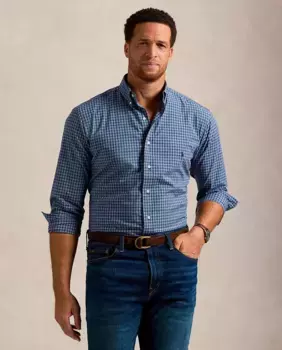 Мужская рубашка из поплина Classic подходит для больших размеров Polo Ralph Lauren, темно-синий