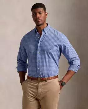 Мужская рубашка из поплина Classic подходит для больших размеров Polo Ralph Lauren, цвет Azul Porcelana