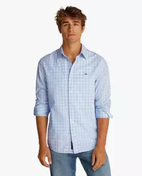 Мужская рубашка из поплина классического кроя Tommy Jeans, голубой