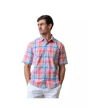 Мужская рубашка из поплина на пуговицах с короткими рукавами и органическим хлопком Hope & Henry, розовый